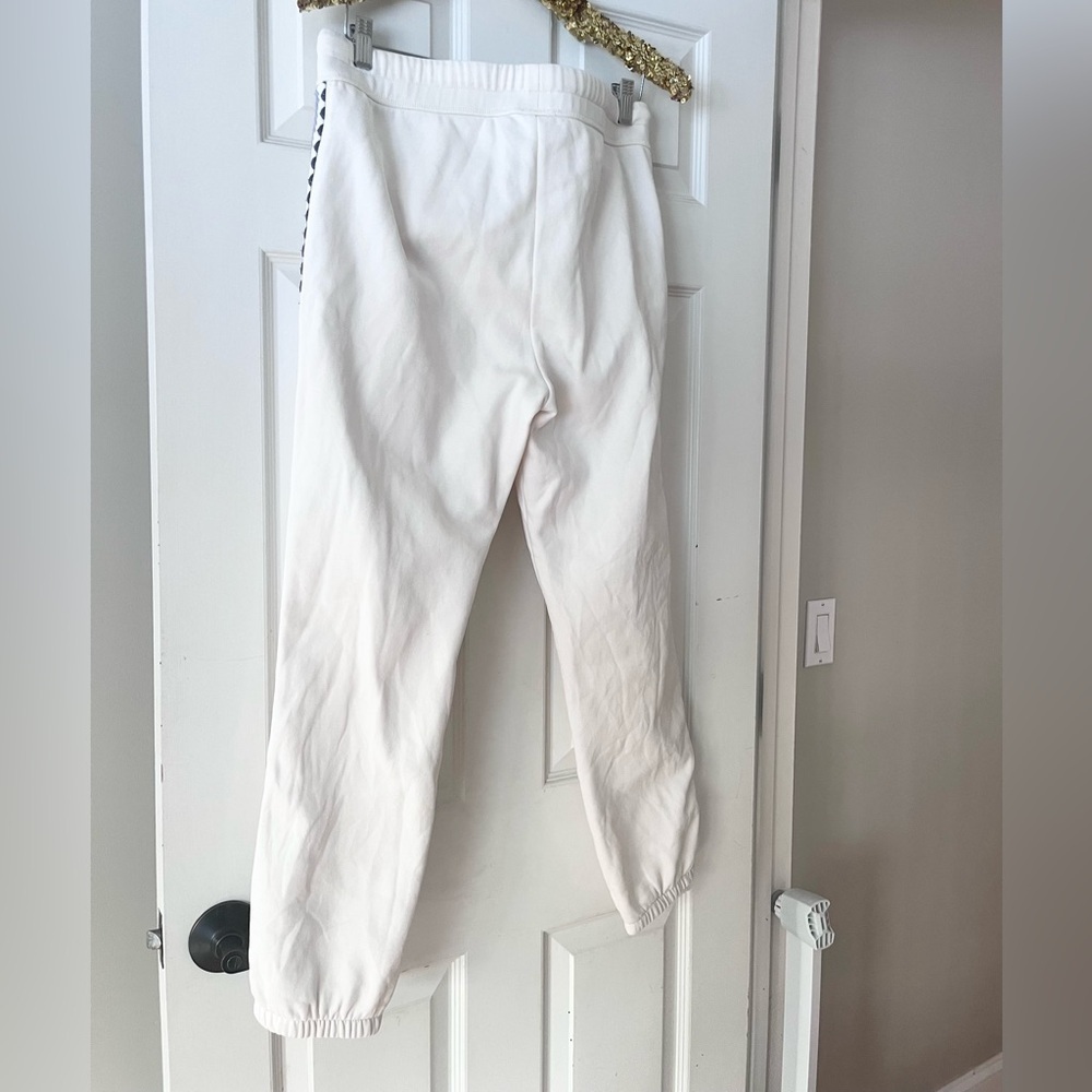 Sundance White Joggers Sweatpants with Geometric Trim - Picture 2 of 9